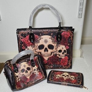 Skull and Roses Women's Bag Set